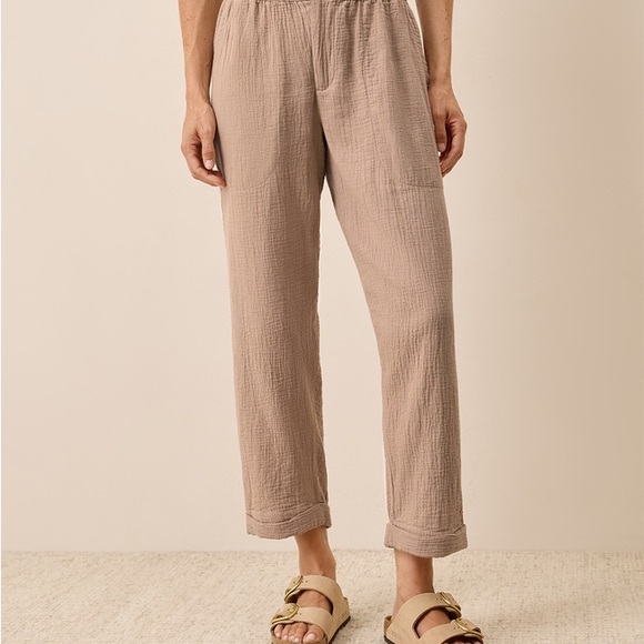 Pact Pants - Pact Cropped Gauze Pants in Taupe
